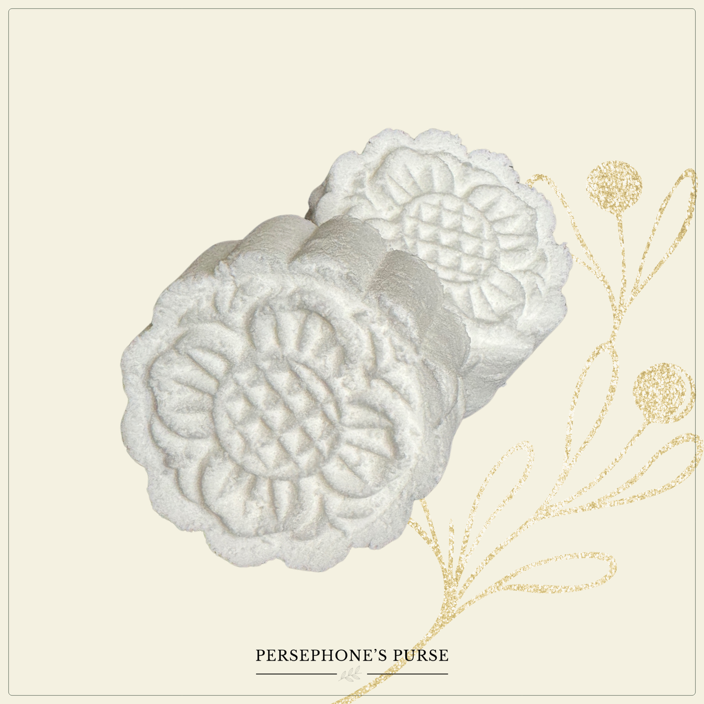 Persephone's Purse Sulis Shower Steamers on a decorative background.
